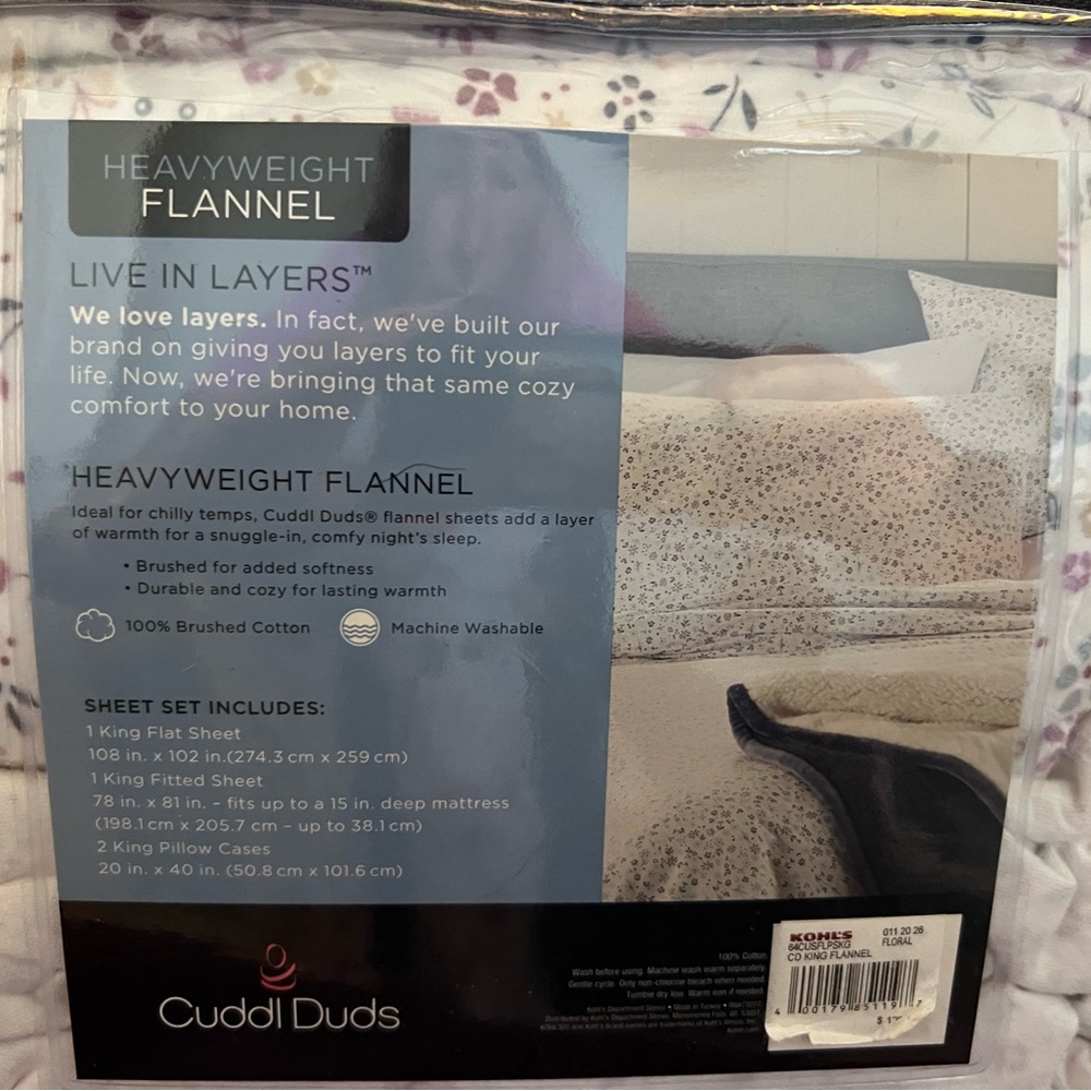 Cuddle Duds Heavy wieght king Flannel Sheet Set for Cozy Comfort